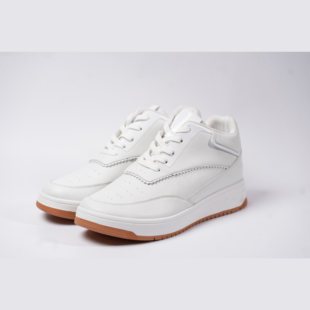 Tênis Casual Celeste - Aumenta Altura 10cm - Couro - Branco - Masculino