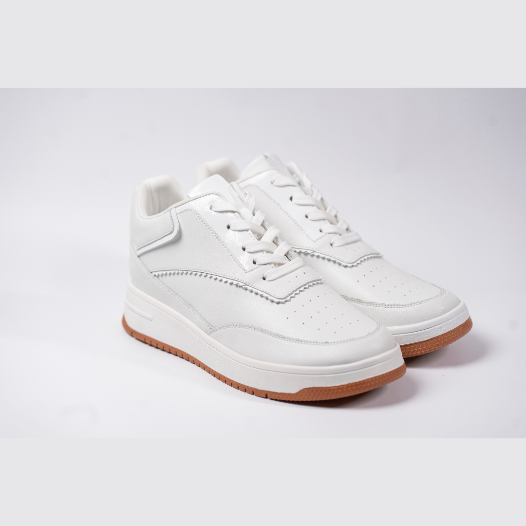 Tênis Casual Celeste - Aumenta Altura 10cm - Couro - Branco - Masculino