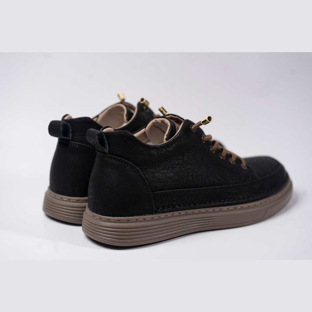 Tênis Casual Storm - Aumenta Altura 6cm - Couro - Preto - Masculino