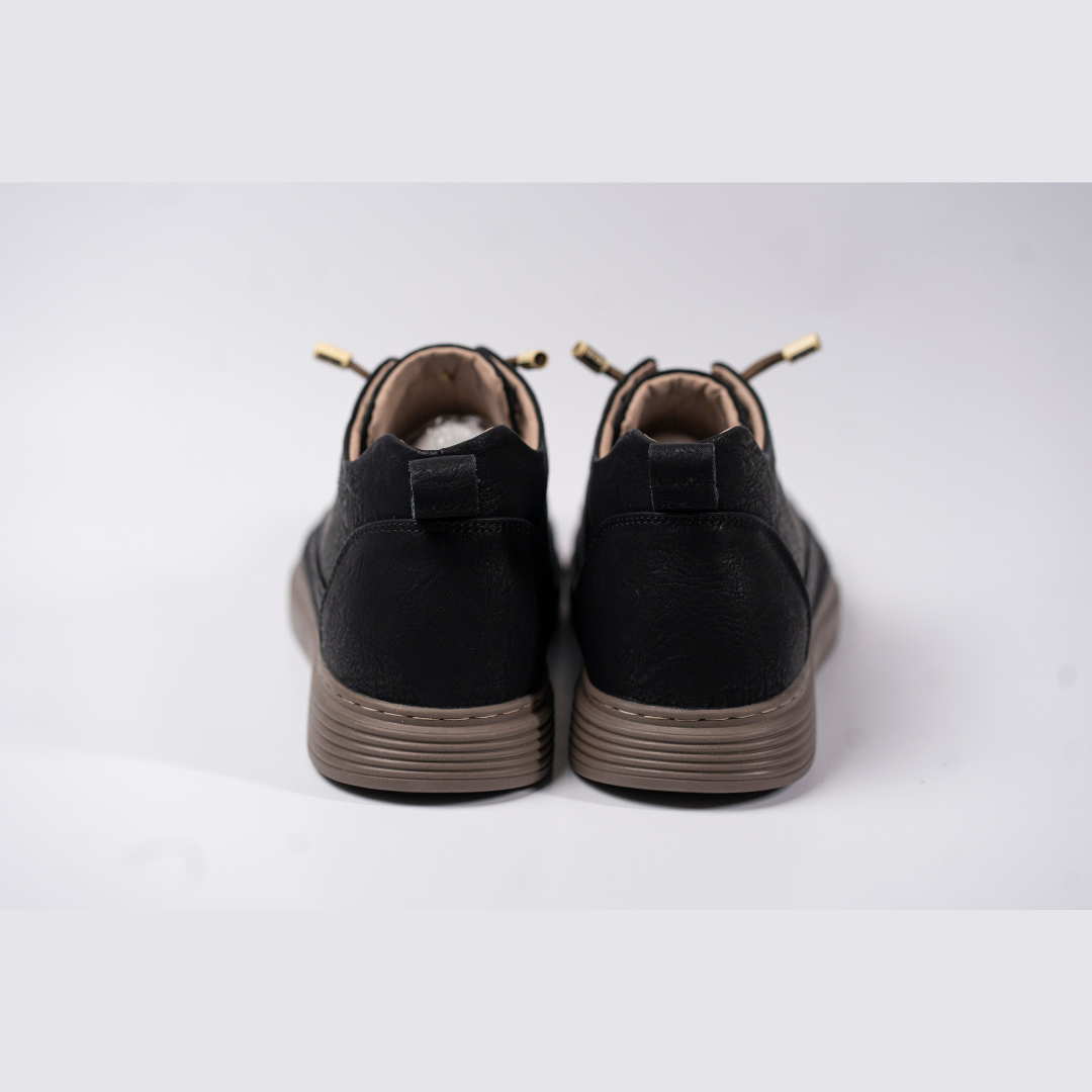Tênis Casual Storm - Aumenta Altura 6cm - Couro - Preto - Masculino