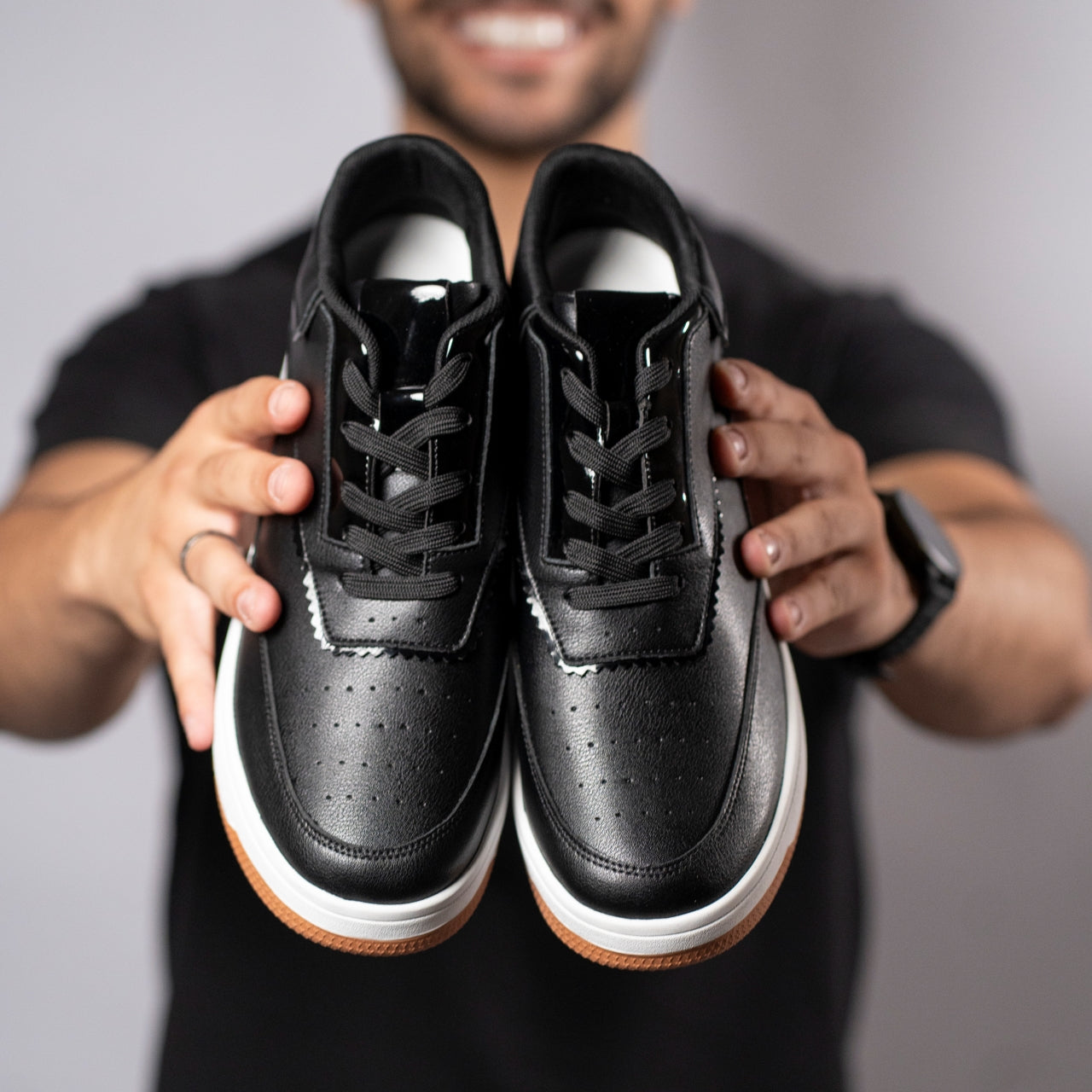 Tênis Casual Thunder - Aumenta Altura 10cm - Couro - Preto - Masculino