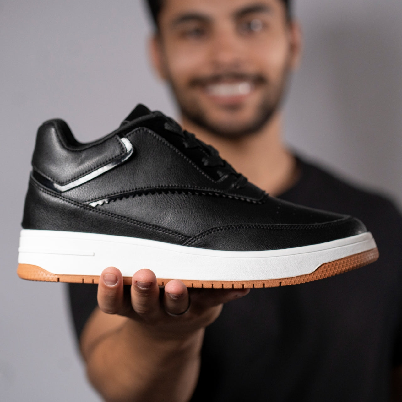 Tênis Casual Thunder - Aumenta Altura 10cm - Couro - Preto - Masculino