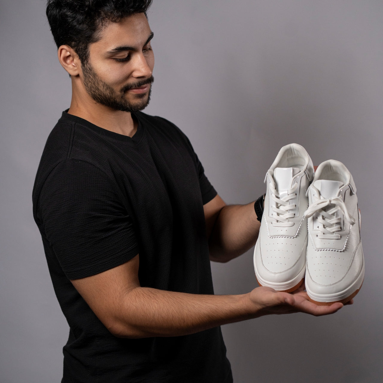 Tênis Casual Celeste - Aumenta Altura 10cm - Couro - Branco - Masculino