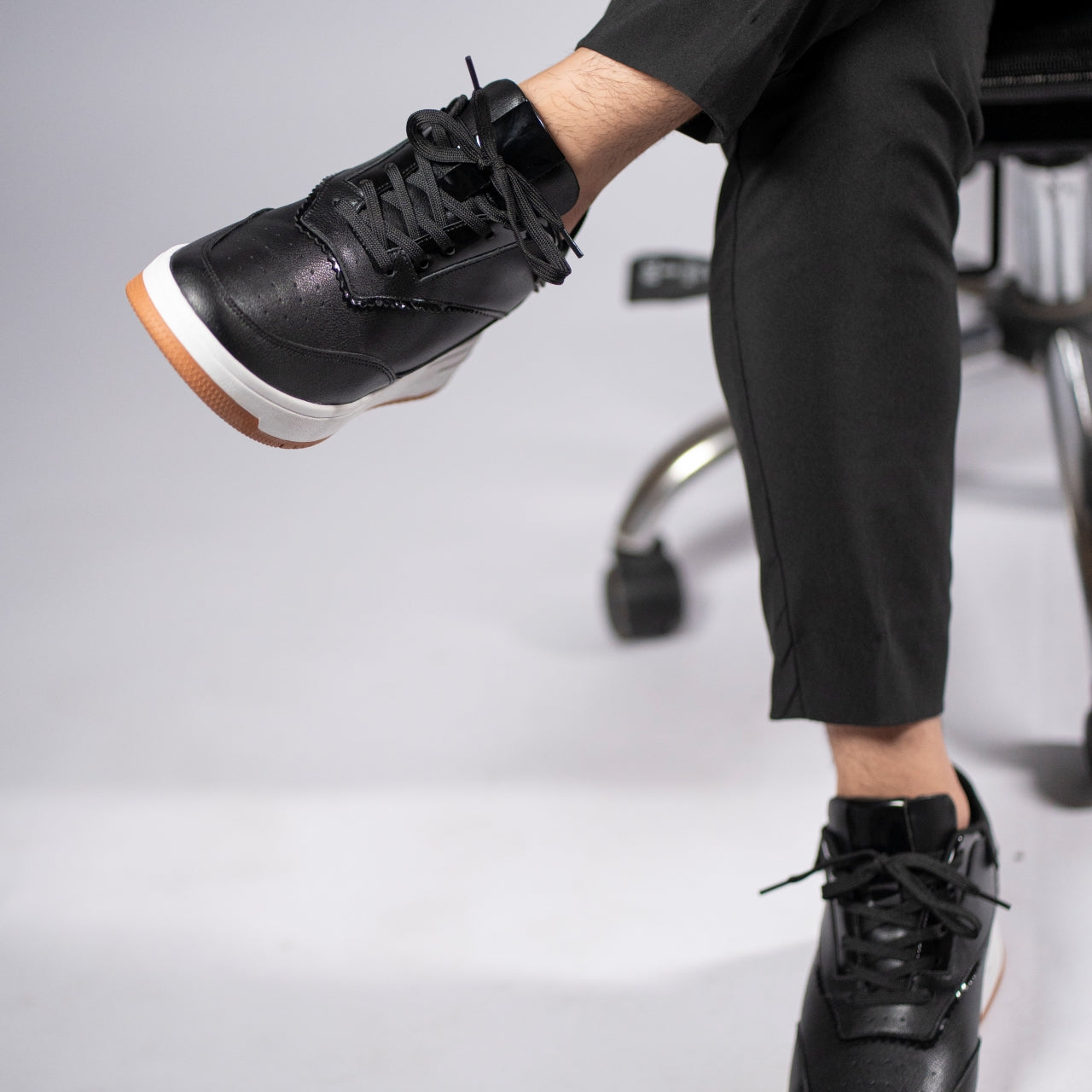 Tênis Casual Thunder - Aumenta Altura 10cm - Couro - Preto - Masculino