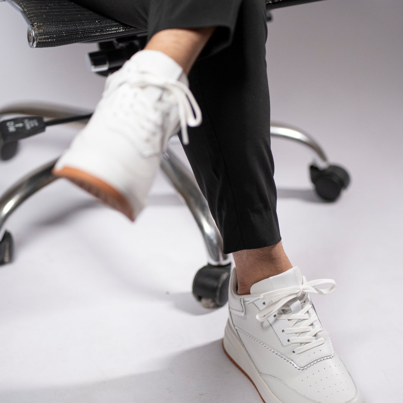 Tênis Casual Celeste - Aumenta Altura 10cm - Couro - Branco - Masculino