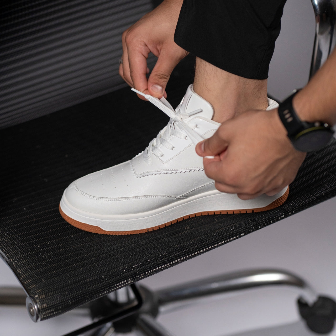 Tênis Casual Celeste - Aumenta Altura 10cm - Couro - Branco - Masculino