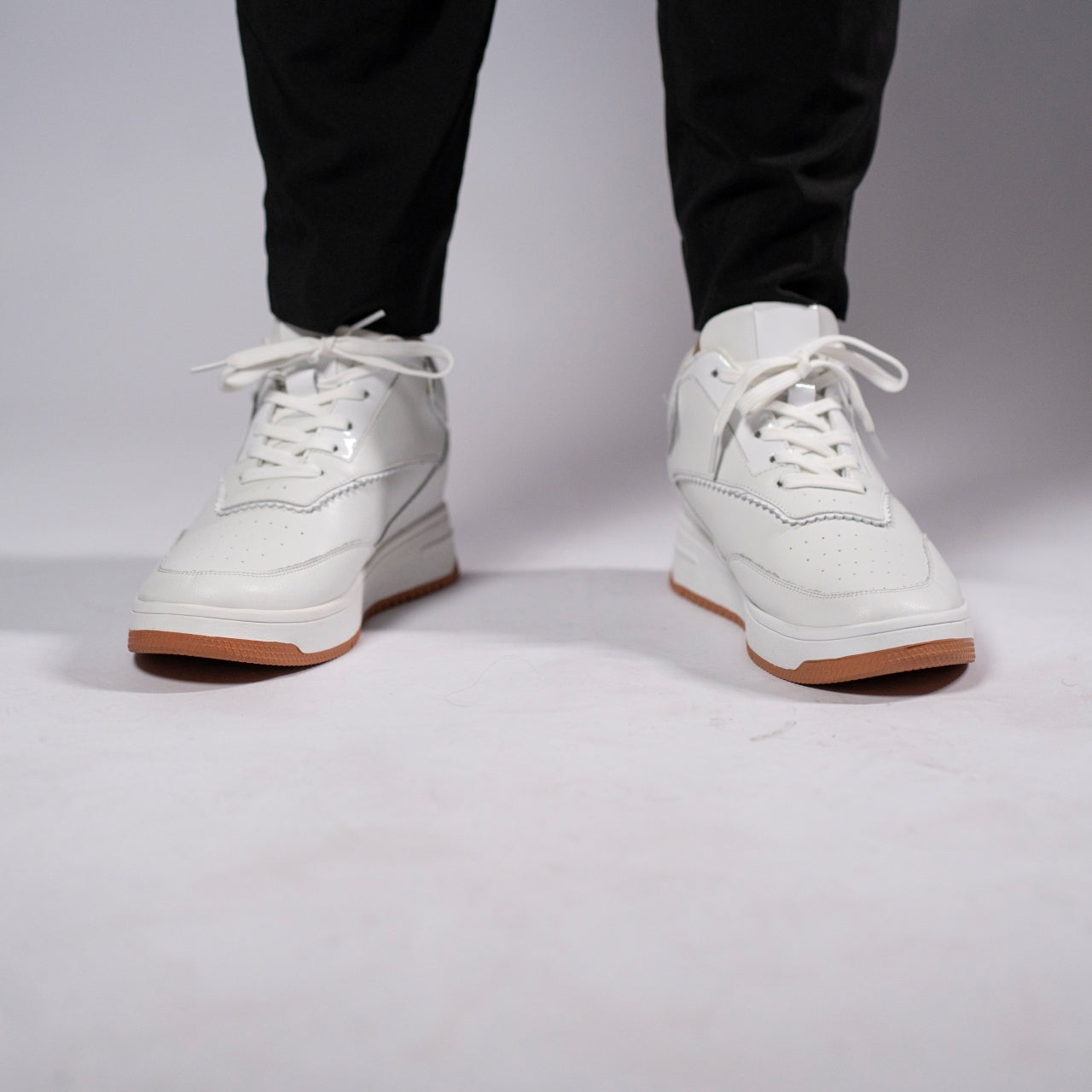 Tênis Casual Celeste - Aumenta Altura 10cm - Couro - Branco - Masculino