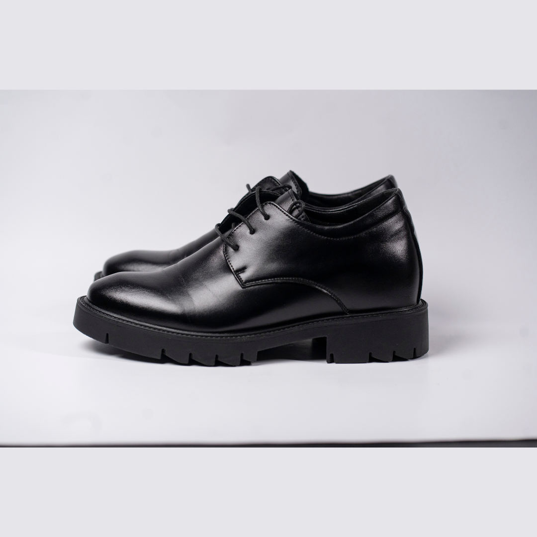 Sapato Social Realce - Aumenta Altura 9cm - Couro Preto - Masculino