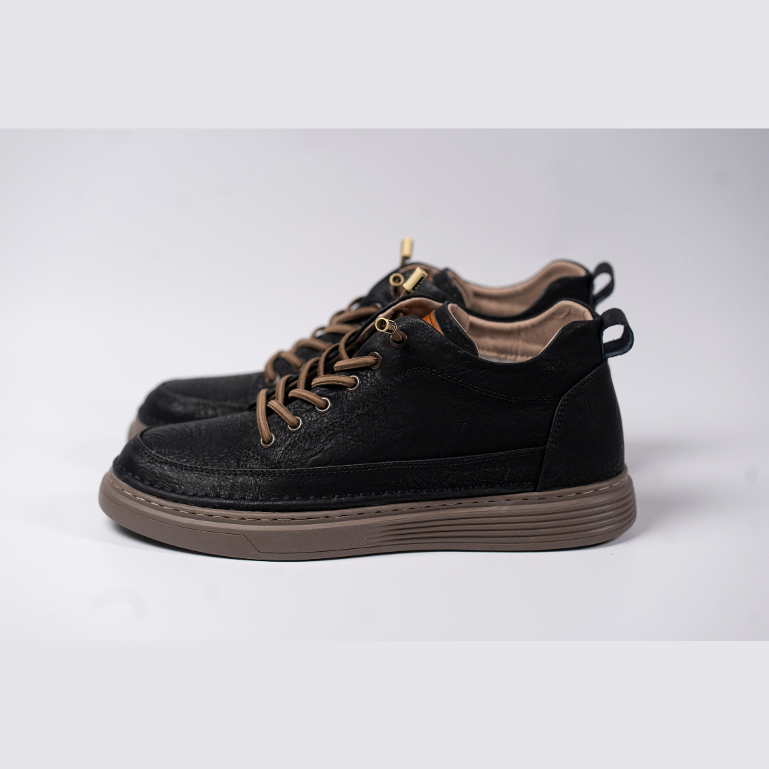 Tênis Casual Storm - Aumenta Altura 6cm - Couro - Preto - Masculino