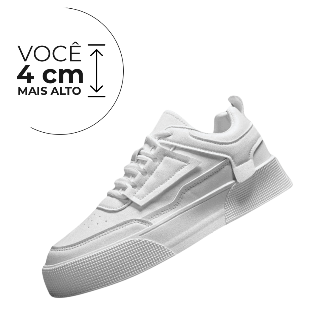 Tênis Casual Vicenzo - Aumenta Altura 4cm - Couro - Branco - Masculino