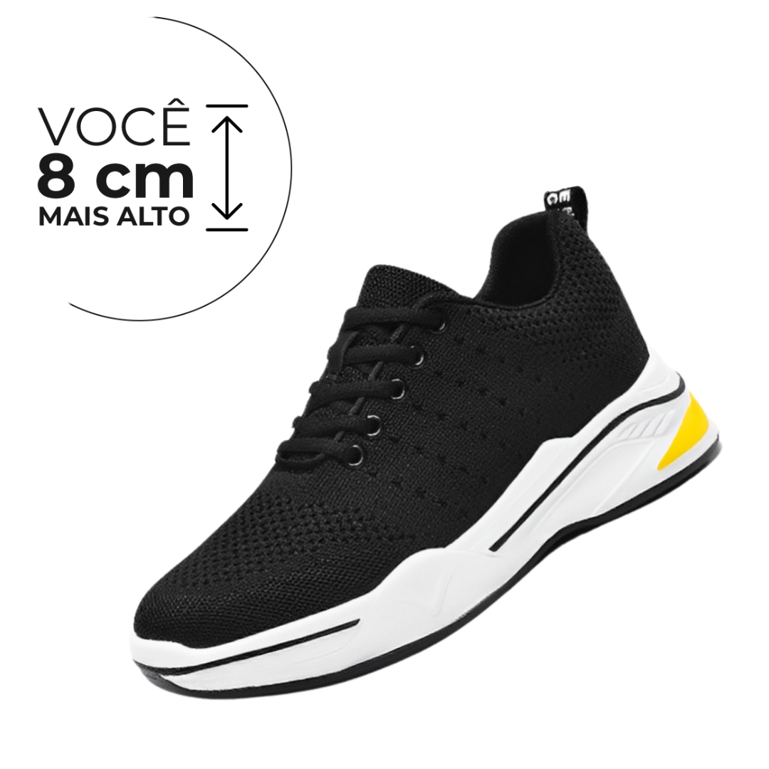 Tênis Esportivo Onça - Aumenta Altura 8cm - Preto - Masculino