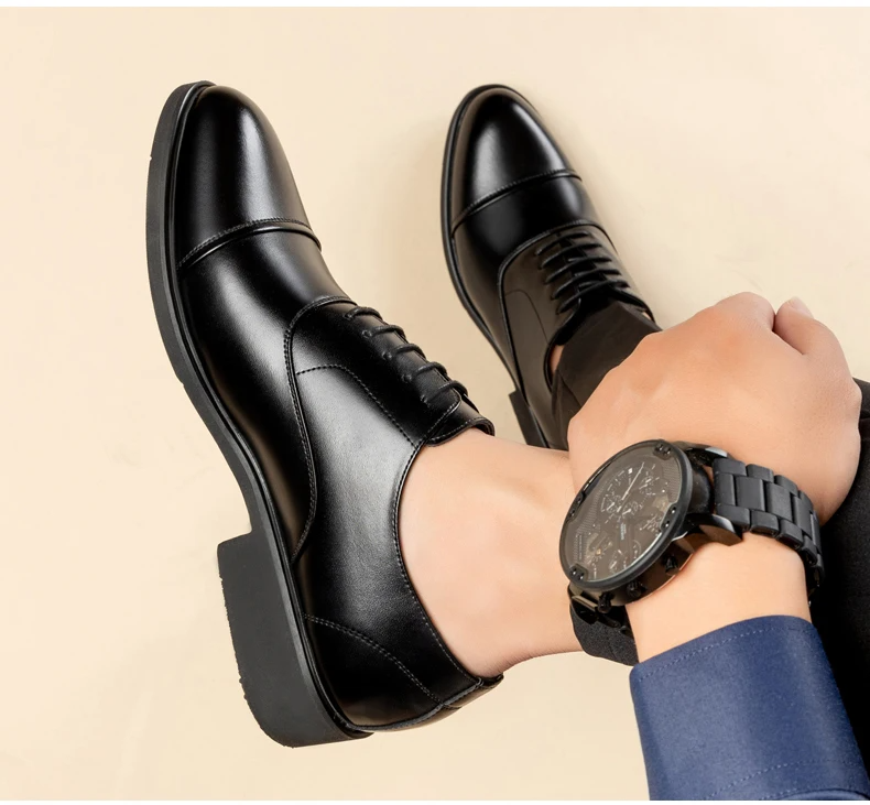 Sapato Social Glorious - Aumenta Altura 4cm - Couro Preto - Masculino