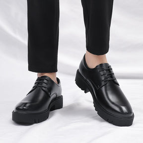 Sapato Social Realce - Aumenta Altura 9cm - Couro Preto - Masculino