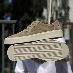 Tênis Casual Áurea - Aumenta Altura 5cm - Camurça - Caqui - Masculino