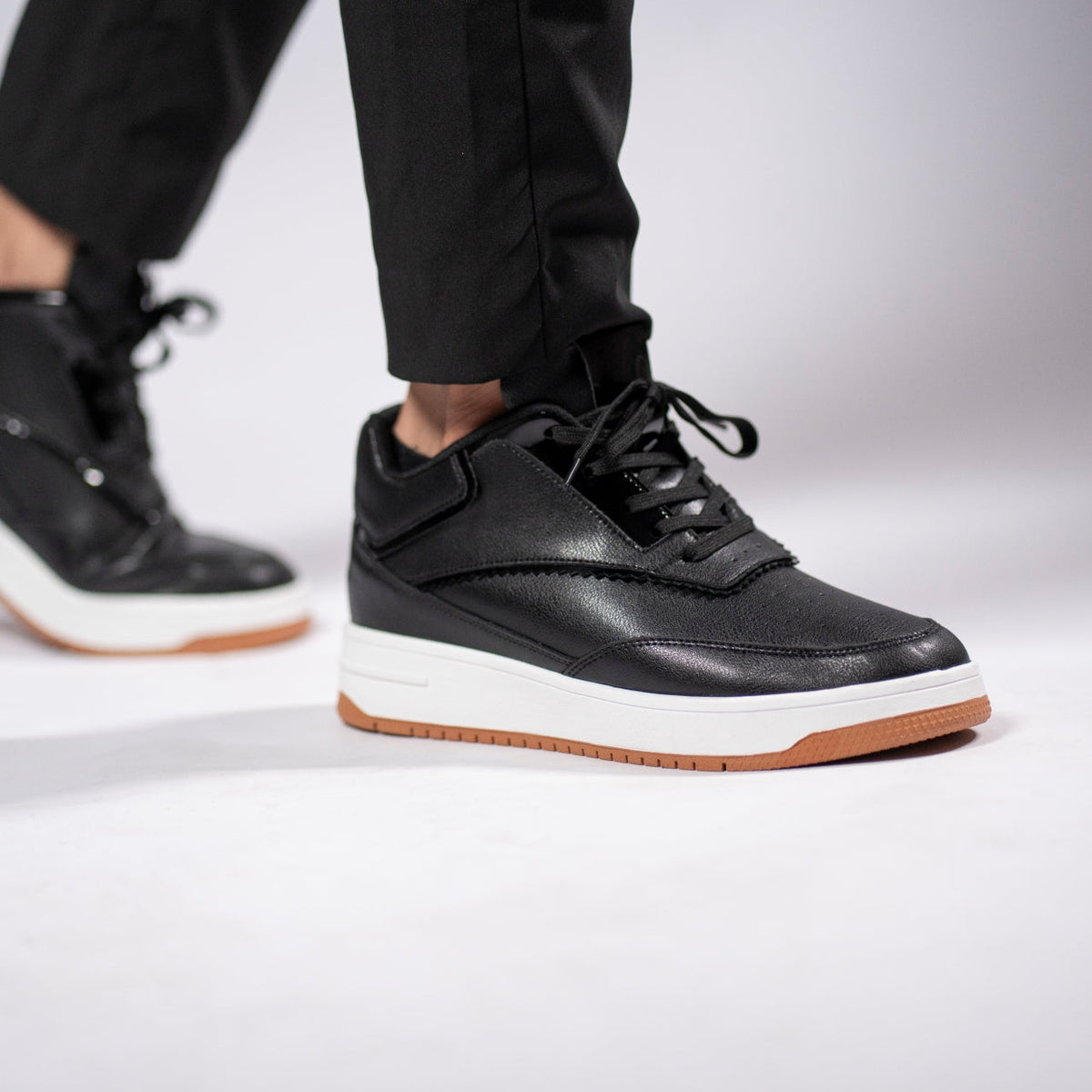 Tênis Casual Thunder - Aumenta Altura 10cm - Couro - Preto - Masculino