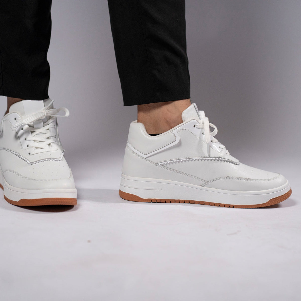 Tênis Casual Celeste - Aumenta Altura 10cm - Couro - Branco - Masculino